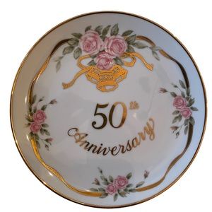 LEFTON 50TH ANNIVERSARY COMMEMORATIVE ROSES & BELLS CHINA PLATE BY MICHIO SUZUKI